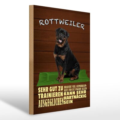 Cartello in legno con scritta 30x40 cm Rottweiler cane riluttante da solo