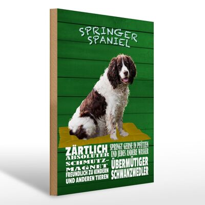 Cartello in legno con scritta "Tender per cani Springer Spaniel" 30x40 cm