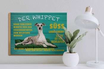 Panneau en bois disant 40x30cm le chien whippet sweet vaut la peine d'être vécu 3