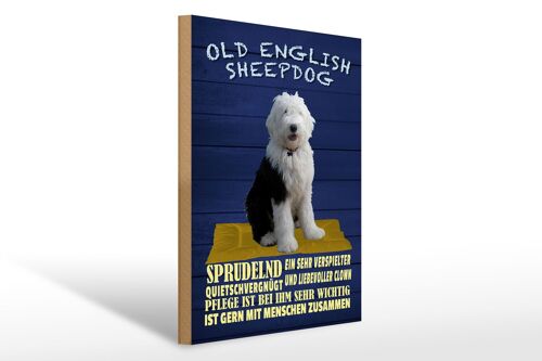 Holzschild Spruch 30x40cm Old English Sheepdog Hund