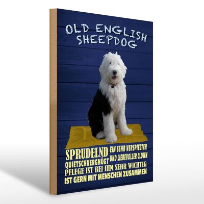 Holzschild Spruch 30x40cm Old English Sheepdog Hund