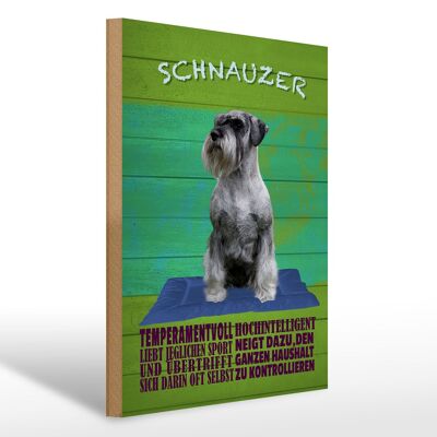 Cartel de madera que dice perro Schnauzer de 30x40 cm con espíritu