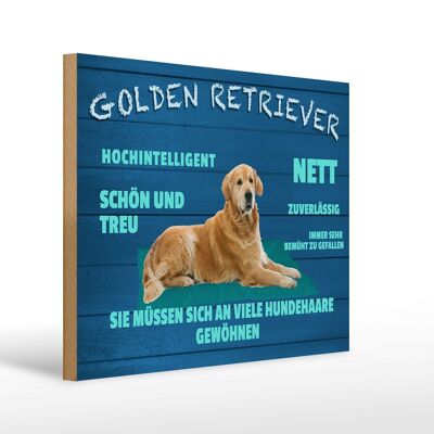 Letrero de madera que dice perro Golden Retriever 40x30cm agradable y leal
