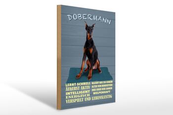 Panneau en bois indiquant 30x40cm Doberman apprend vite comme un chien 1