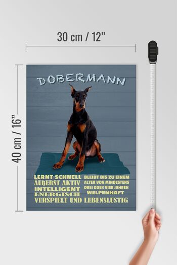 Panneau en bois indiquant 30x40cm Doberman apprend vite comme un chien 4