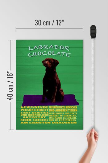 Panneau en bois indiquant 30x40cm, panneau vert Labrador Chocolate Dog 4