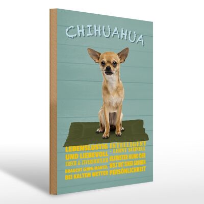 Cartel de madera que dice 30x40cm Perro chihuahua amante de la diversión