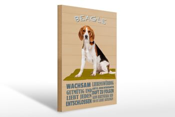 Panneau en bois disant 30x40cm Chien Beagle bon enfant aime tout le monde 1