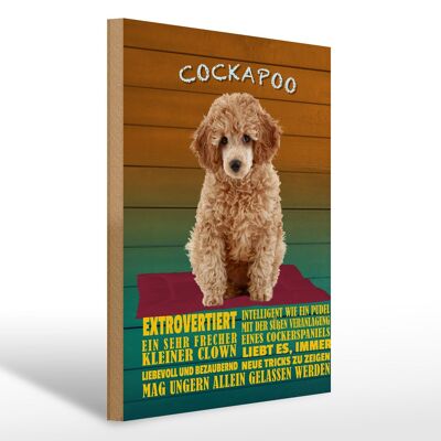 Cartello in legno con scritta 30x40 cm Cockapoo cane piccolo pagliaccio