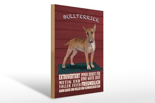 Holzschild Spruch 30x40cm Bullterrier Hund immer bereit