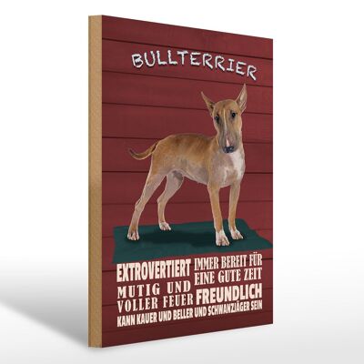 Cartello in legno con scritta 30x40 cm Cane Bull Terrier sempre pronto