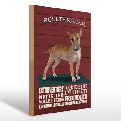 Holzschild Spruch 30x40cm Bullterrier Hund immer bereit