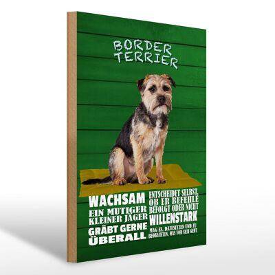 Wooden sign saying 30x40cm Border Terrier dog alert