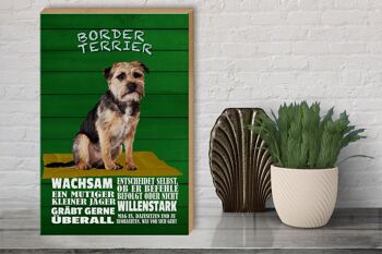 Panneau en bois indiquant l'alerte chien Border Terrier 30x40cm 3