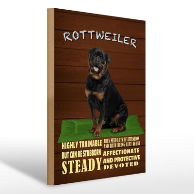 Cartello in legno con scritta 30x40 cm Rottweiler altamente addestrabile