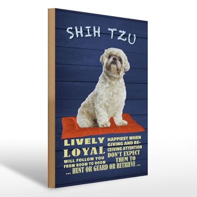 Holzschild Spruch 30x40cm Shih Tzu Hund lively loyal