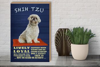 Panneau en bois disant 30x40cm Shih Tzu chien animé fidèle 3