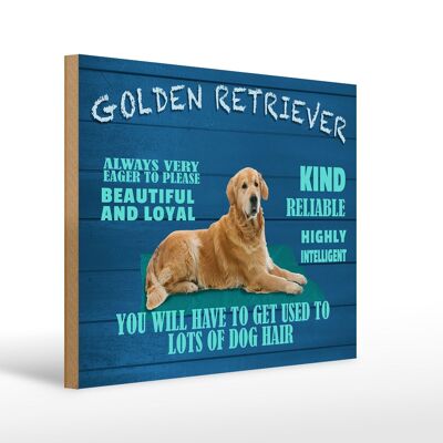 Holzschild Spruch 40x30cm Golden Retriever Hund very eager