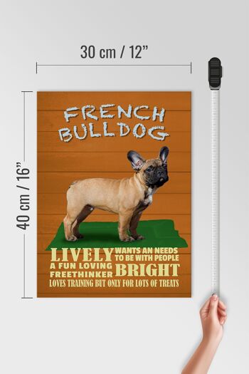 Panneau en bois disant 30x40cm Bouledogue Français chien animé 4