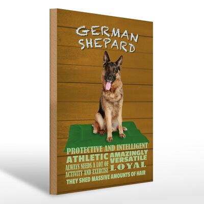 Cartel de madera que dice perro pastor alemán atlético 30x40 cm