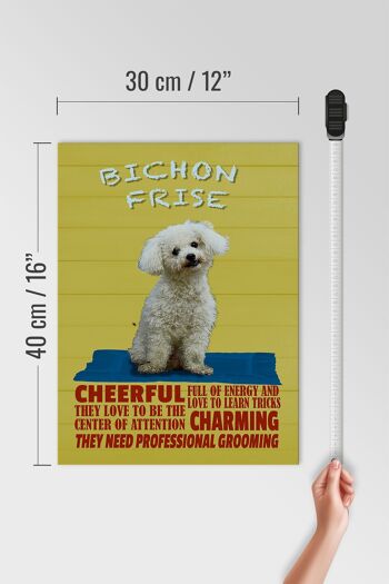 Panneau en bois disant 30x40cm chien Bichon Frise joyeux 4