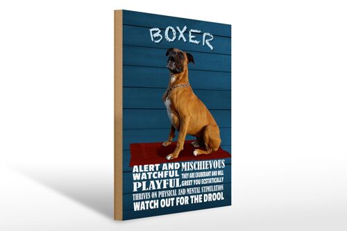 Holzschild Spruch 30x40cm Boxer Hund watchful playful