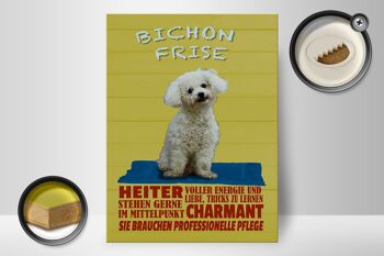 Panneau en bois disant 30x40cm chien Bichon Frise charmant 2