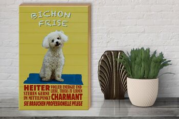 Panneau en bois disant 30x40cm chien Bichon Frise charmant 3