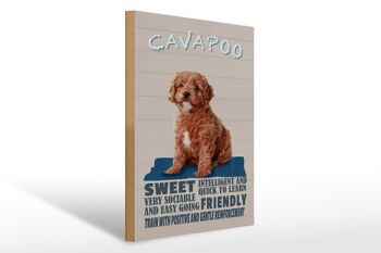 Panneau en bois disant 30x40cm Cavapoo dog sweet friendly 1