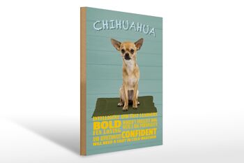 Panneau en bois disant 30x40cm Chien Chihuahua audacieux confiant 1