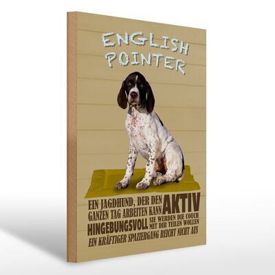 Cartel de madera que dice 30x40cm Perro de caza Braco Inglés activo