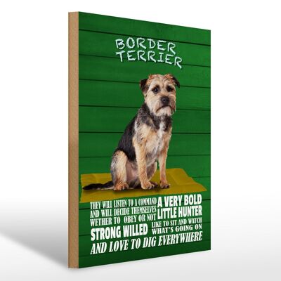 Wooden sign saying 30x40cm Border Terrier dog a very bold