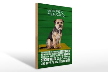 Panneau en bois indiquant 30x40cm Border Terrier Dog a very bold 1