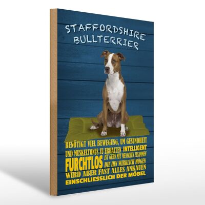 Cartello in legno con scritta 30x40 cm Cane Staffordshire Bull Terrier