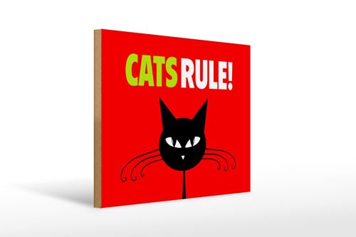 Holzschild Spruch 40x30cm Cats rule Katze