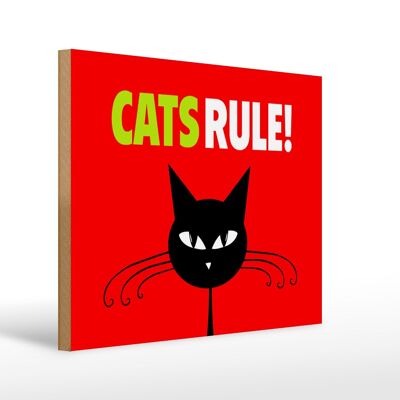 Holzschild Spruch 40x30cm Cats rule Katze