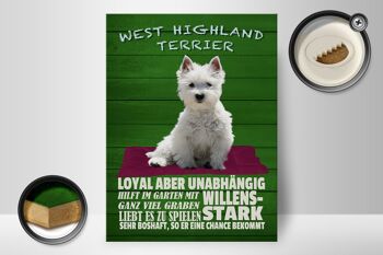 Panneau en bois indiquant 30x40cm West Highland Terrier chien fort 2
