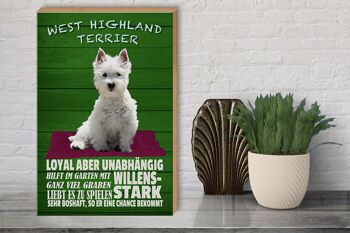 Panneau en bois indiquant 30x40cm West Highland Terrier chien fort 3