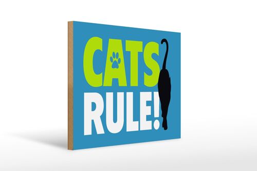 Holzschild Spruch 40x30cm cats rule Katze