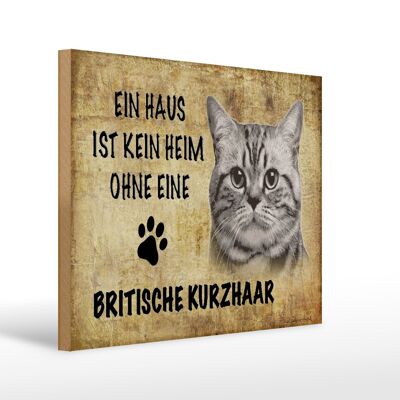 Panneau en bois indiquant Chat British Shorthair 40x30cm