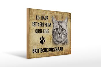 Panneau en bois indiquant Chat British Shorthair 40x30cm 1