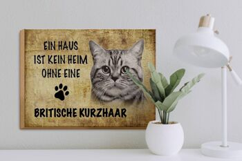 Panneau en bois indiquant Chat British Shorthair 40x30cm 3