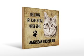 Panneau en bois indiquant Chat American Shorthair 40x30cm 1