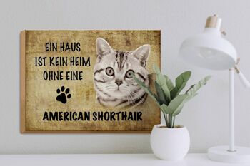 Panneau en bois indiquant Chat American Shorthair 40x30cm 3