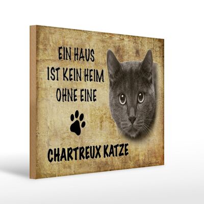 Cartel de madera que dice gato Chartreux 40x30cm