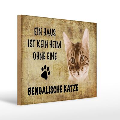 Panneau en bois indiquant Chat du Bengale 40x30cm