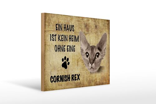 Holzschild Spruch 40x30cm Cornish Rex Katze