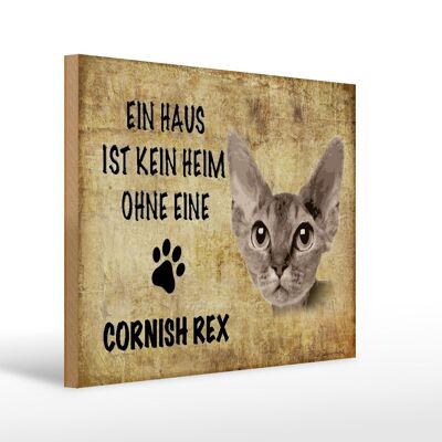 Letrero de madera que dice Gato Cornish Rex 40x30cm