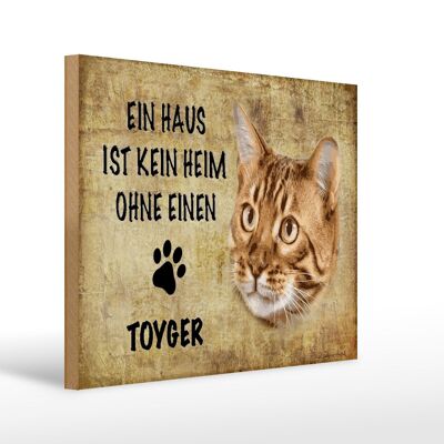 Letrero de madera que dice Toyger cat 40x30cm sin hogar