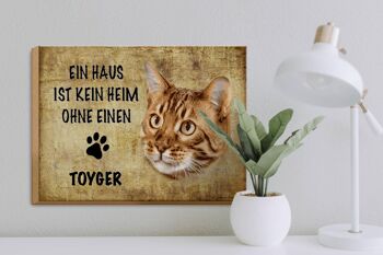 Panneau en bois disant 40x30cm Chat Toyger sans maison 3